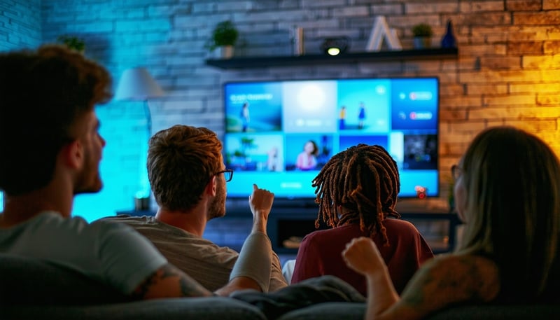 People watching TV having a great time-3